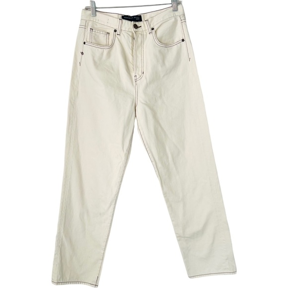 VERONICA BEARD Blake Straight Leg Jean in Ecru Contrast Stitching Size 29 - Picture 3 of 11